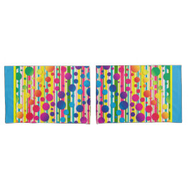 [ビート族の泡]レトロの水玉模様のストライプの青 枕カバー