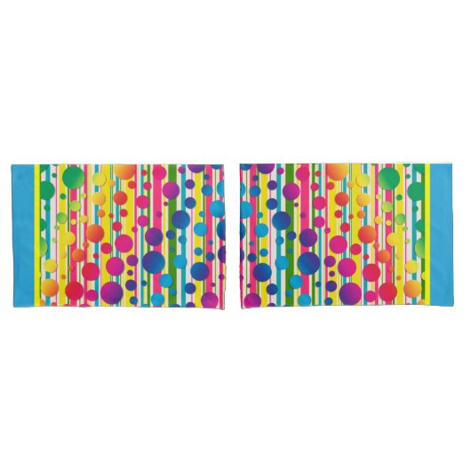 [ビート族の泡]レトロの水玉模様のストライプの青 枕カバー (フロントセット)