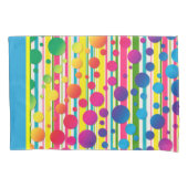 [ビート族の泡]レトロの水玉模様のストライプの青 枕カバー (正面左)