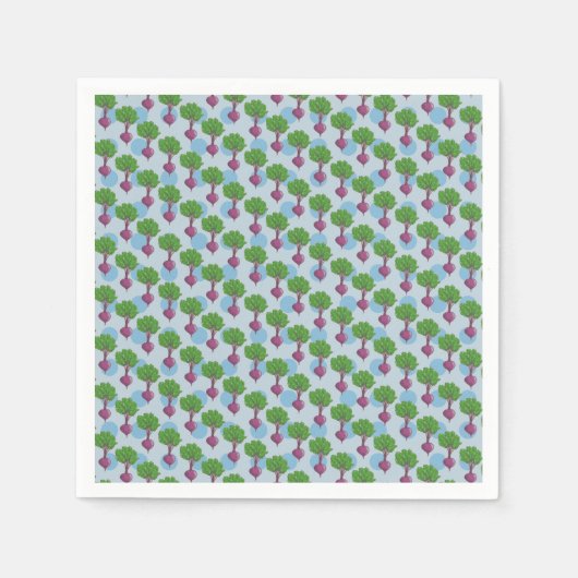 ビート植物パターン スタンダードカクテルナプキン (正面)