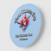 ビート糖尿病。世界糖尿病の日。 ラージ壁時計 (傾斜)