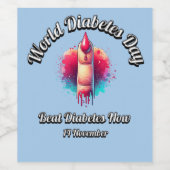 ビート糖尿病。世界糖尿病の日。 ワインラベル (シングルラベル)