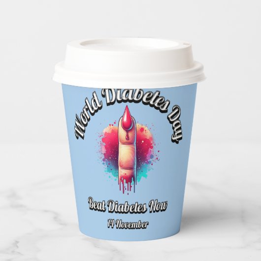 ビート糖尿病。世界糖尿病の日。 紙コップ (正面)