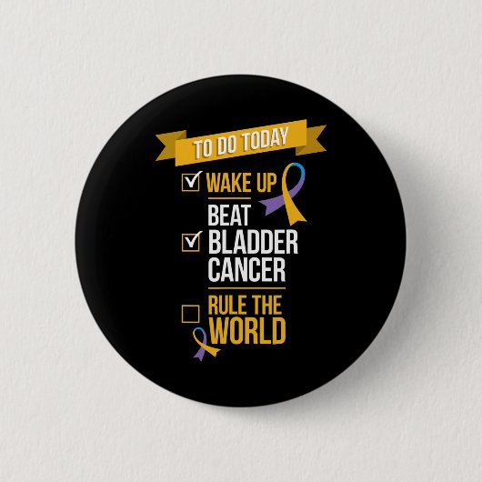 ビート膀胱がんが世界を支配 缶バッジ (正面)