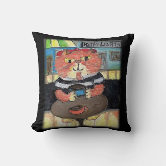 ビート詩人フォークアートキャットおもしろい50絵画's クッション (正面)