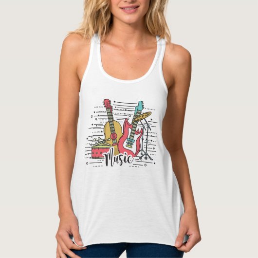 ビート音楽Tシャツへのビデオ タンクトップ (正面)