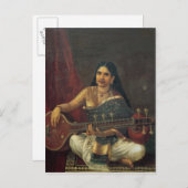 ビーナを持つ若い女性 ポストカード (正面/裏面)