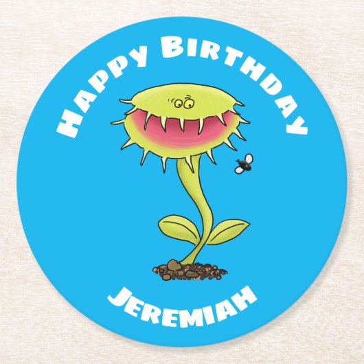 ビーナスおもしろいス捕獲植物漫画 ラウンドペーパーコースター (正面)