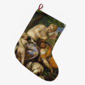 ビーナスとアドニス(Paolo Veronese著) ラージクリスマスストッキング (正面 (吊り時))
