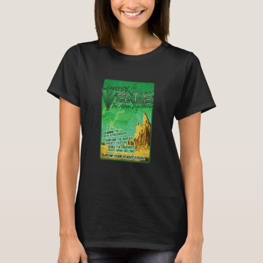 ビーナスへの旅レトロ宇宙惑星 Tシャツ (正面)