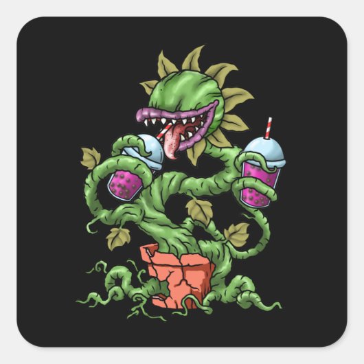 ビーナスフライトラップバブルティーギフト肉食植物 スクエアシール (正面)