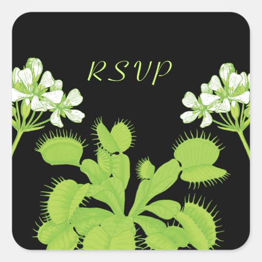 ビーナスフライトラップ花RSVP スクエアシール (正面)