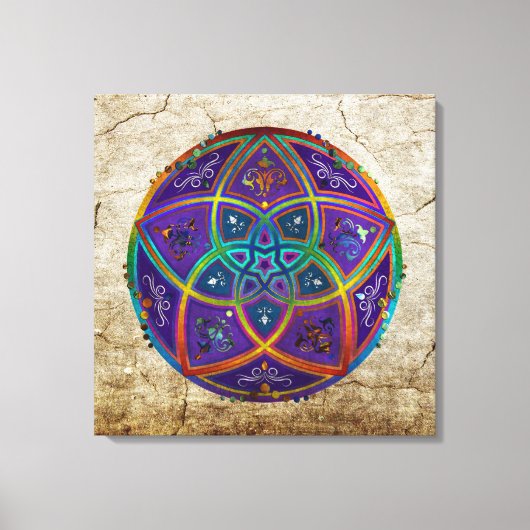 ビーナスフラワーオブラヴ美術オリエンタルアンティークリラ キャンバスプリント (正面)