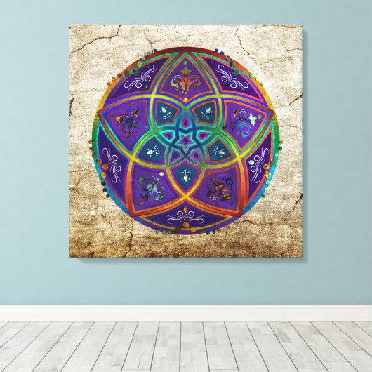 ビーナスフラワーオブラヴ美術オリエンタルアンティークリラ キャンバスプリント (インサイチュ (ウッドフロア))