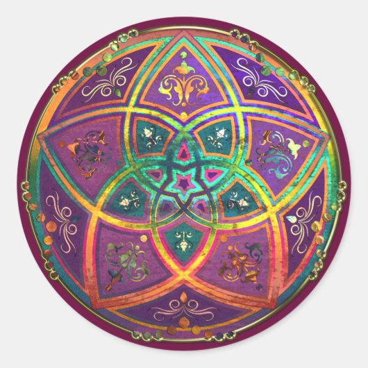 ビーナスフラワーオブラヴ美術オリエンタルアンティーク金ゴールド ラウンドシール (正面)