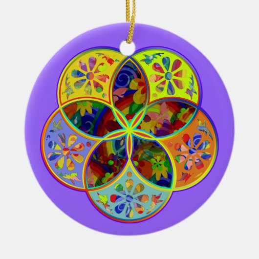 ビーナスフラワーオブラヴ美術フラワーパワー セラミックオーナメント (正面)