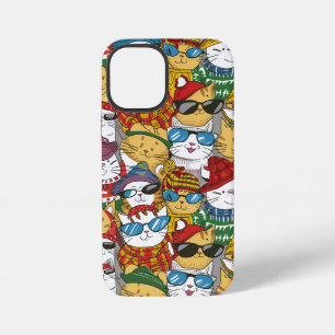 ビーニーとサングラスがかっこいい猫のパターン iPhone 12 MINIケース