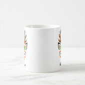 ビーニーとメガネのホリデートラの顔 コーヒーマグカップ (中央)