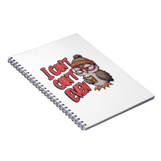 ビーニーと大きな眼鏡を持つ漫画のフクロウ ノートブック (右側)