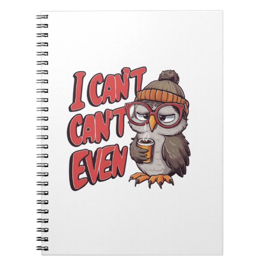 ビーニーと大きな眼鏡を持つ漫画のフクロウ ノートブック (正面)