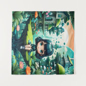 ビーニーの可愛いカラフルフクロウ タペストリー (正面(横))