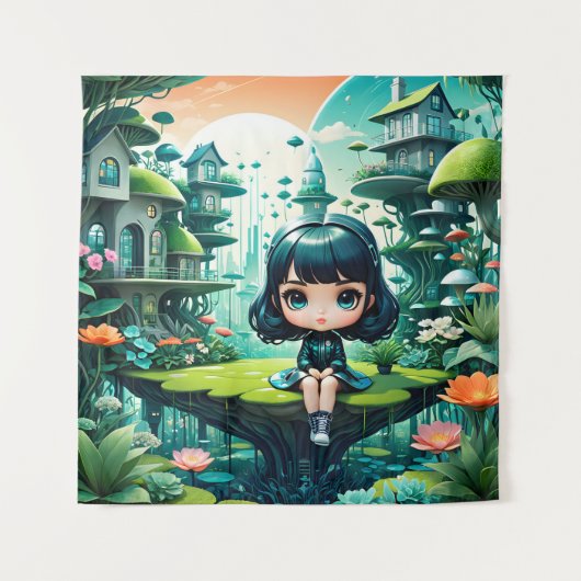 ビーニーの可愛いカラフルフクロウ タペストリー (正面)