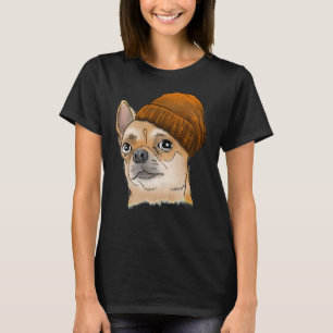 ビーニーを着たヒップスターChihuahua Chihuahua Tシャツ