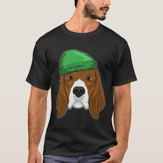 ビーニーを被った犬 Tシャツ (正面)