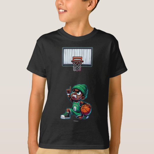 ビーニーを被った自信に満ちたやる気のある少年 Tシャツ (正面)