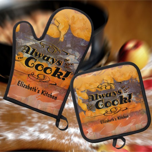 ビーニース抽象芸術サンセット0612 鍋つかみ&鍋敷きセット