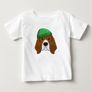 ビーニー付き犬 ベビーTシャツ