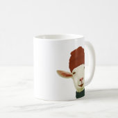 ビーニー帽マグカップ付き白ヤギ コーヒーマグカップ (正面右)