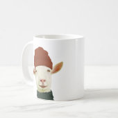 ビーニー帽マグカップ付き白ヤギ コーヒーマグカップ (正面左)