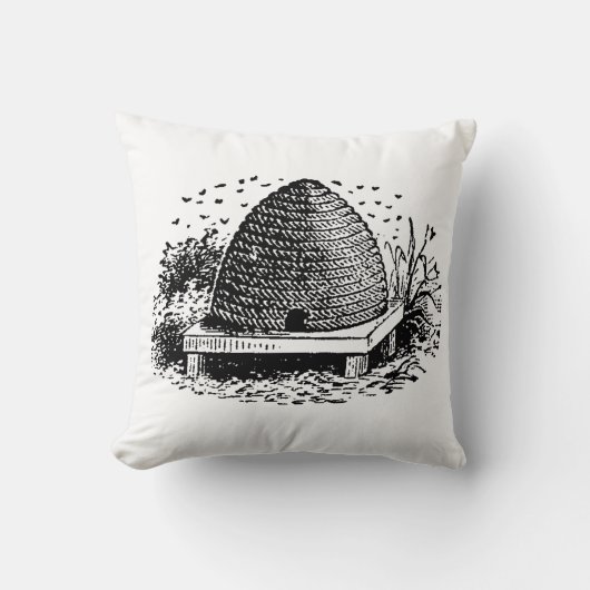 ビーハイブとハチ#1紋章ヴィンテージ クッション (正面)