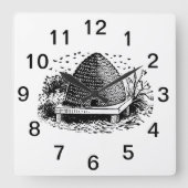 ビーハイブとハチ#1紋章ヴィンテージ スクエア壁時計 (正面)