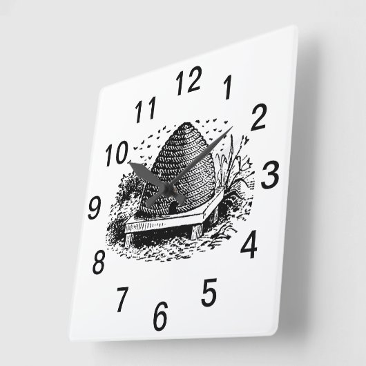 ビーハイブとハチ#1紋章ヴィンテージ スクエア壁時計 (傾斜)