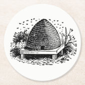 ビーハイブとハチ#1紋章ヴィンテージ ラウンドペーパーコースター (正面)