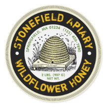 ビーハイブの養蜂名ワイルドフラワー蜂蜜の瓶シール