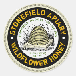 ビーハイブの養蜂名ワイルドフラワー蜂蜜の瓶シール ラウンドシール