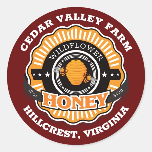 ビーハイブエンブレムハニージャイルダークレッド ラウンドシール (正面)