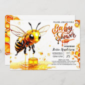 ビーハイブベイビーシャワー 招待状 (正面/裏面)