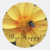 ビーハッピーイエローダリアフラワー ラウンドシール (正面)