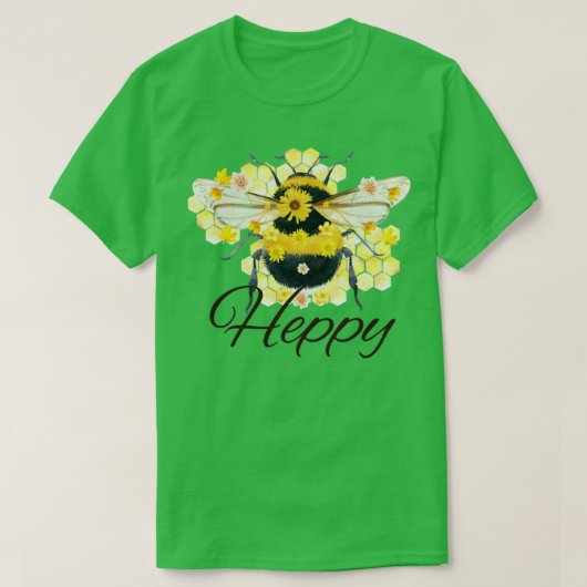 ビーハッピーサンフラワーオータム秋デザイン Tシャツ (デザイン正面)