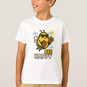 ビーハッピーシャツかわいいアボカドプリンおもしろいサマーティー Tシャツ