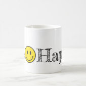 ビーハッピータイポグラフィスマイル顔絵文字コーヒーマグ コーヒーマグカップ (中央)