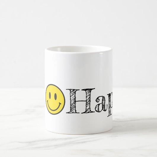 ビーハッピータイポグラフィスマイル顔絵文字コーヒーマグ コーヒーマグカップ (中央)