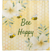 ビーハッピーバンブルビーズイエローハニカム甘い可愛い シャワーカーテン (正面)