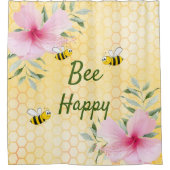 ビーハッピーバンブルビーズイエローハニカム甘い シャワーカーテン (正面)