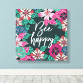 ビーハッピーフラムスフローラアート キャンバスプリント (インサイチュ (ウッドフロア))