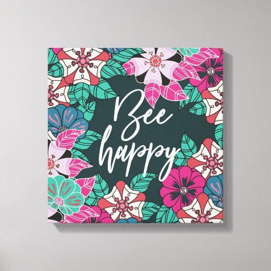 ビーハッピーフラムスフローラアート キャンバスプリント (正面)
